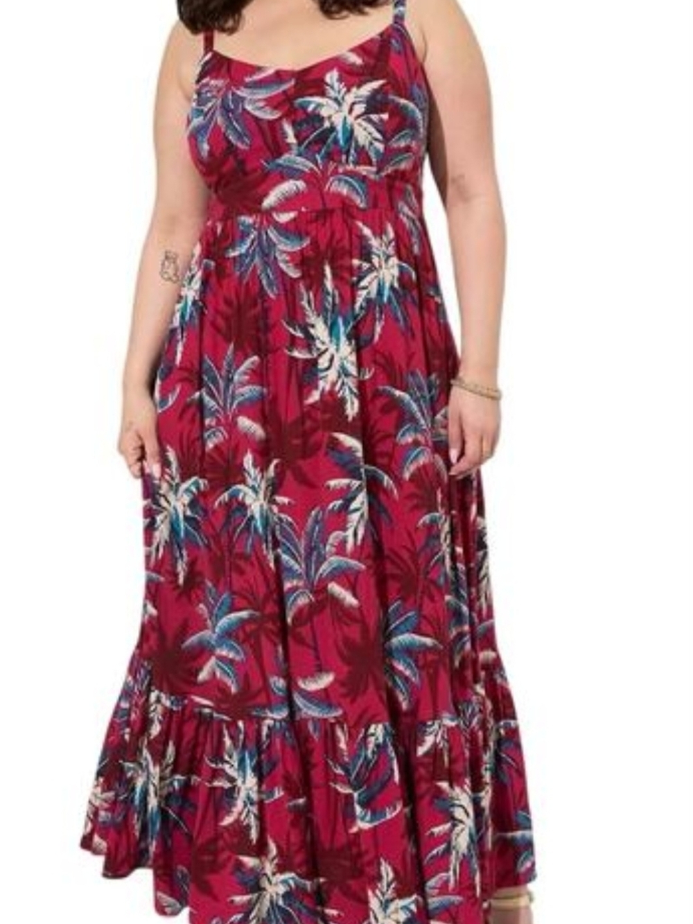 TORRID " LENNY"Plus Size Red Tropical Maxi Dress